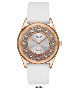 M Milano Expressions White Silicon Band Watch with Rose Gold Case and Silver Dial