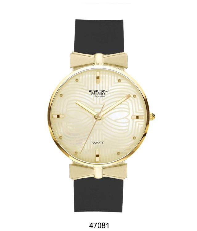 M MILANO EXPRESSIONS BLACK SILICON BAND WATCH WITH GOLD CASE