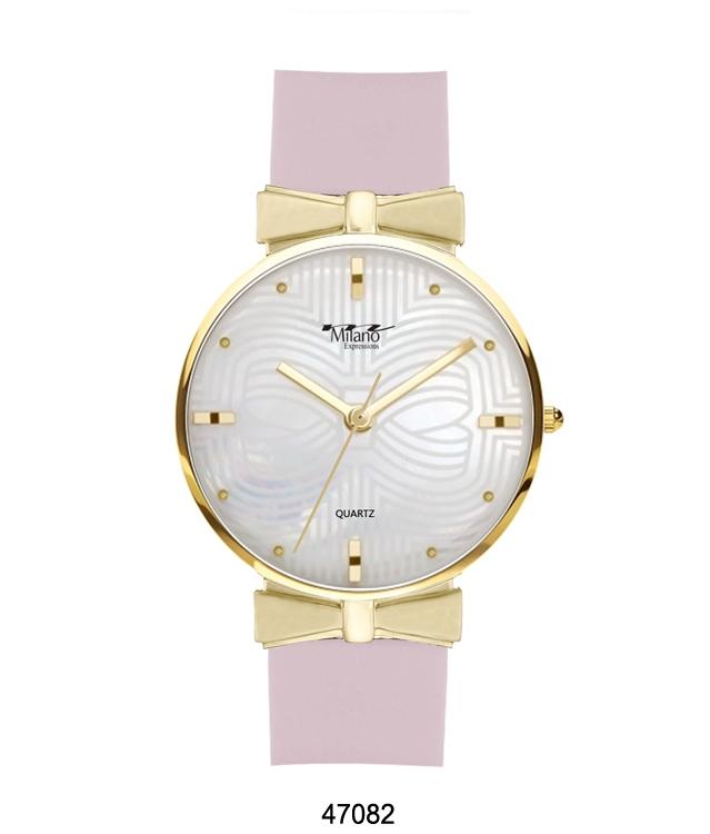 M MILANO EXPRESSIONS PINK SILICON BAND WATCH WITH GOLD CASE