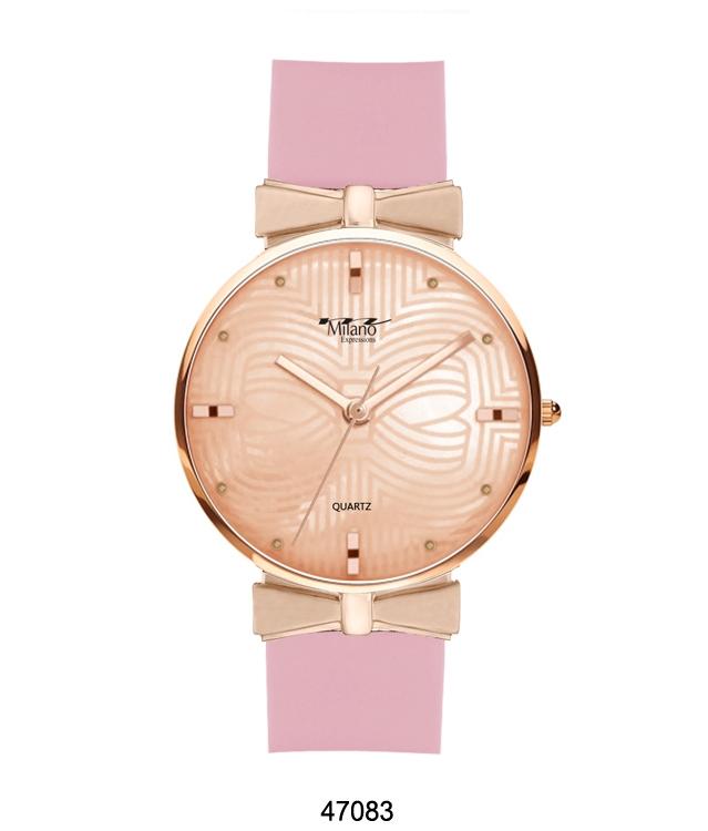 M MILANO EXPRESSIONS PINK SILICON BAND WATCH WITH ROSE GOLD CASE