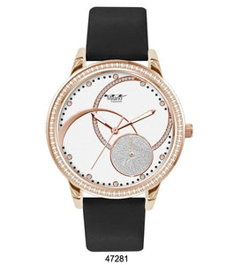 M Milano Expressions Black Silicon Band Watch with Gold Case and White Abstract Dial with Gold Accents