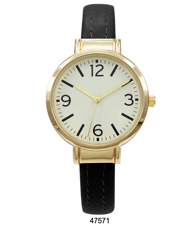 Black Vegan Leather Cuff Watch with Gold Case and Gold Dial