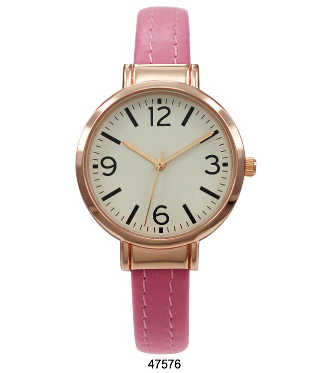 Hot Pink Vegan Leather Cuff Watch with Rose Gold Case and Gold Dial
