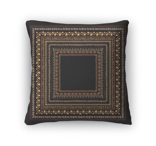 Throw Pillow, Frame With Ethnic Handmade Ornament For Your Design