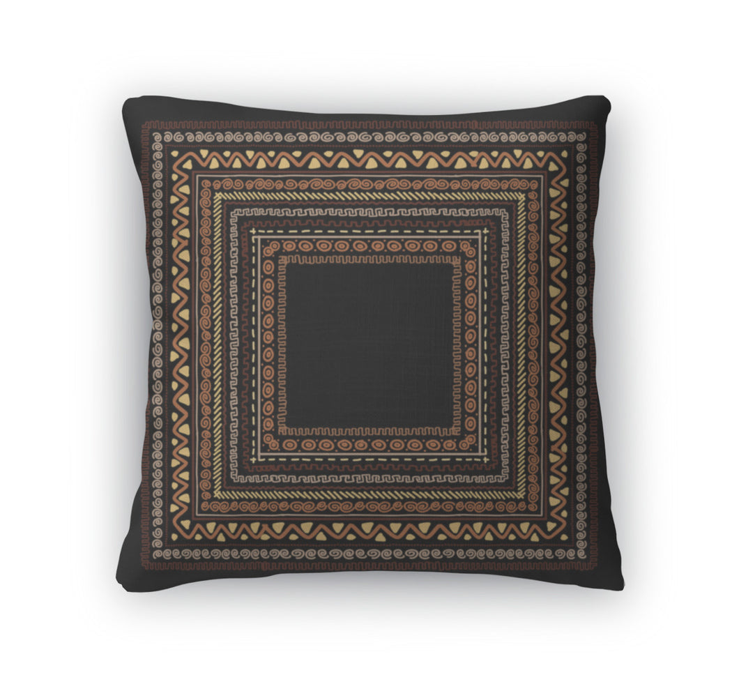 Throw Pillow, Frame With Ethnic Handmade Ornament For Your Design