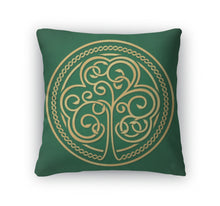 Load image into Gallery viewer, Throw Pillow, St Patricks Day Gold Shamrock On A Green