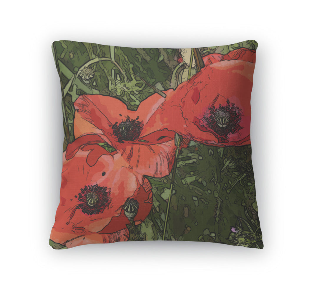 Throw Pillow, Art Floral Vintage Colorful