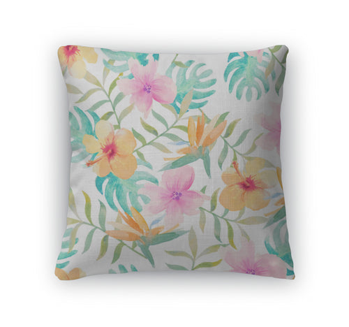 Throw Pillow, Watercolor Floral Pattern