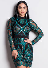 Load image into Gallery viewer, Green Sequin Party Dress