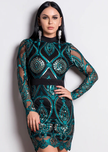 Green Sequin Party Dress