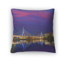 Load image into Gallery viewer, Throw Pillow, Boston Zakim Bridge Sunset Bunker Hill Massachusetts USA