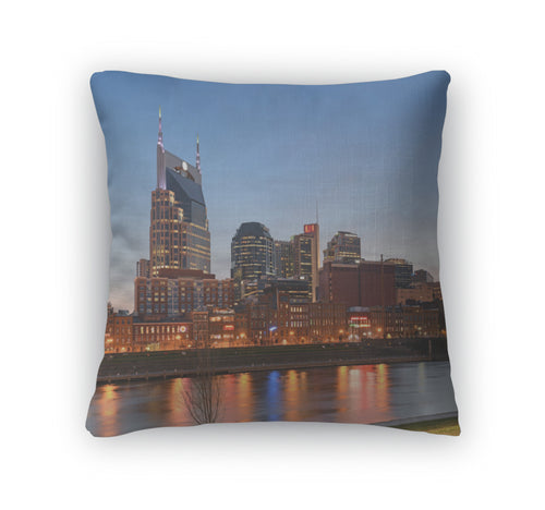 Throw Pillow, City Nashville Tennessee Riverfront Sunset