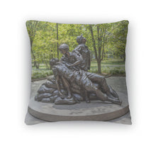 Load image into Gallery viewer, Throw Pillow, Washington July 14 2010 Memorial Statues Vietnam War Women Nurse Dc USA