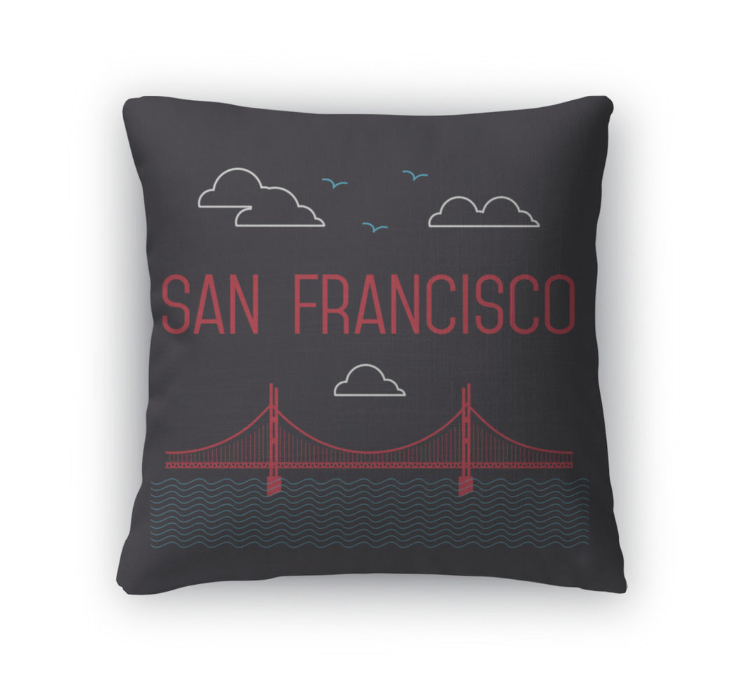 Throw Pillow, San Francisco Golden Gate Bridge San Francisco Landmark