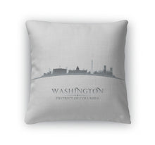 Load image into Gallery viewer, Throw Pillow, Washington Dc City Skyline Silhouette White