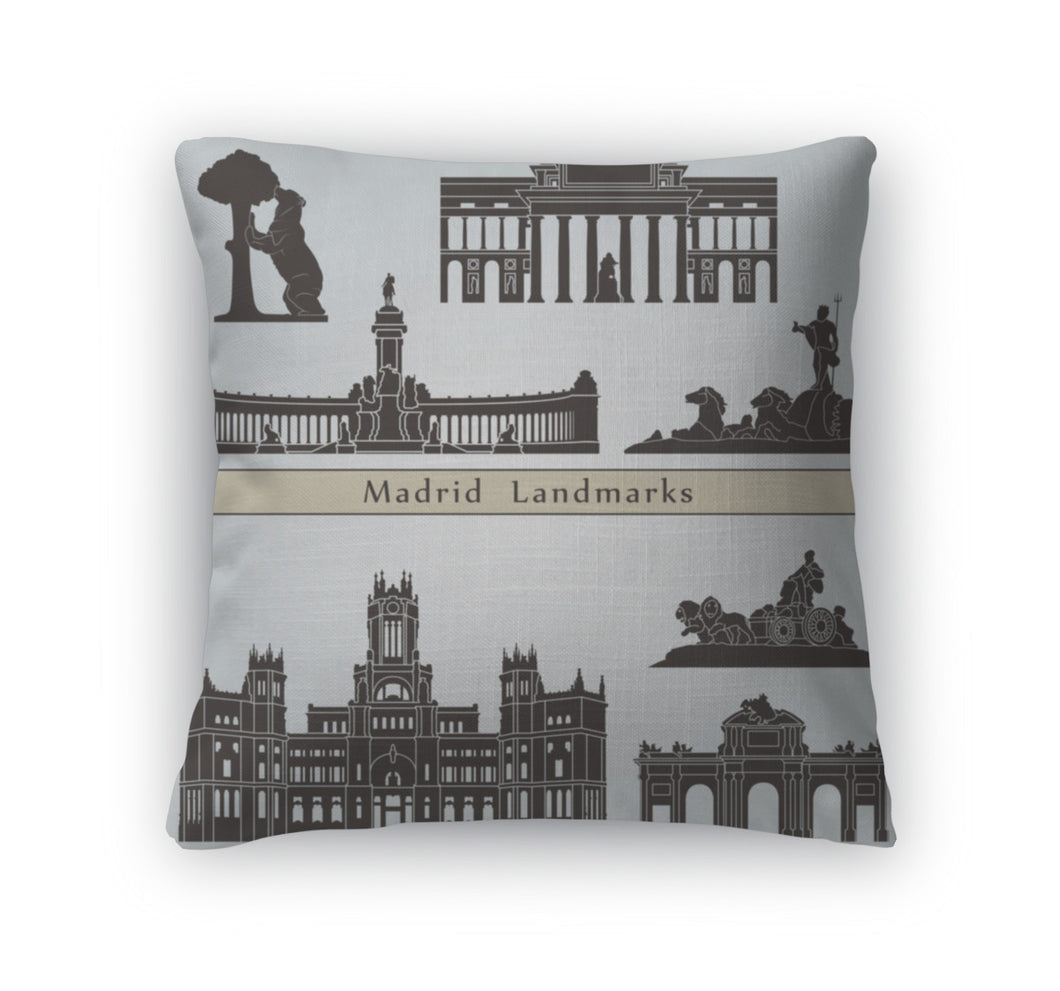 Throw Pillow, Madrid Landmarks And Monuments