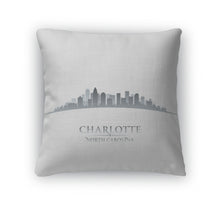 Load image into Gallery viewer, Throw Pillow, Charlotte North Carolina City Skyline Silhouette White Backgroun