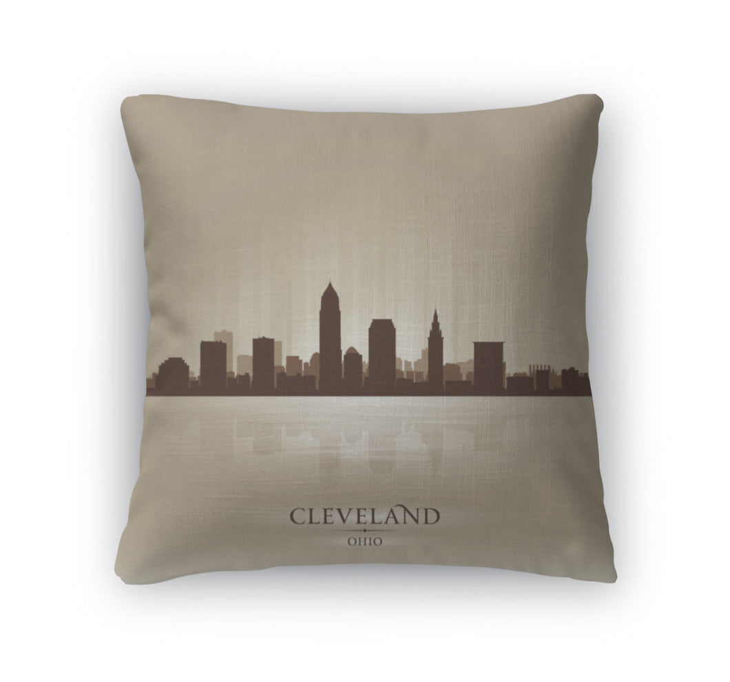 Throw Pillow, Cleveland Ohio Skyline City Silhouette