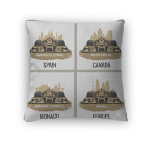 Load image into Gallery viewer, Throw Pillow, Set Vintage Poster Grand Prix Barcelona Spain Montreal Canada Monte Carlo