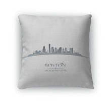 Load image into Gallery viewer, Throw Pillow, Boston Massachusetts City Skyline Silhouette White