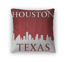 Load image into Gallery viewer, Throw Pillow, Houston Texas City Skyline Silhouette Red