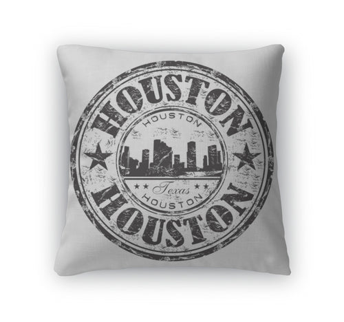 Throw Pillow, Houston Grunge Rubber Stamp
