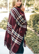 Load image into Gallery viewer, Saffron Plaid Ruana Poncho
