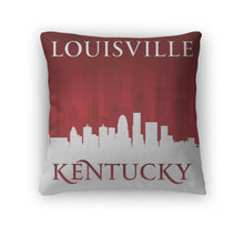 Load image into Gallery viewer, Throw Pillow, Louisville Kentucky City Skyline Silhouette Red