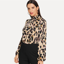 Load image into Gallery viewer, Mock Neck Leopard Print Frill Top