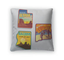 Load image into Gallery viewer, Throw Pillow, Southwest United States Arizona New Mexico Utah Travel Illustrations Designs
