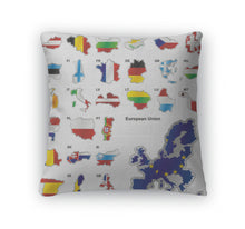 Load image into Gallery viewer, Throw Pillow, Flags Of Eu In Map Shapes