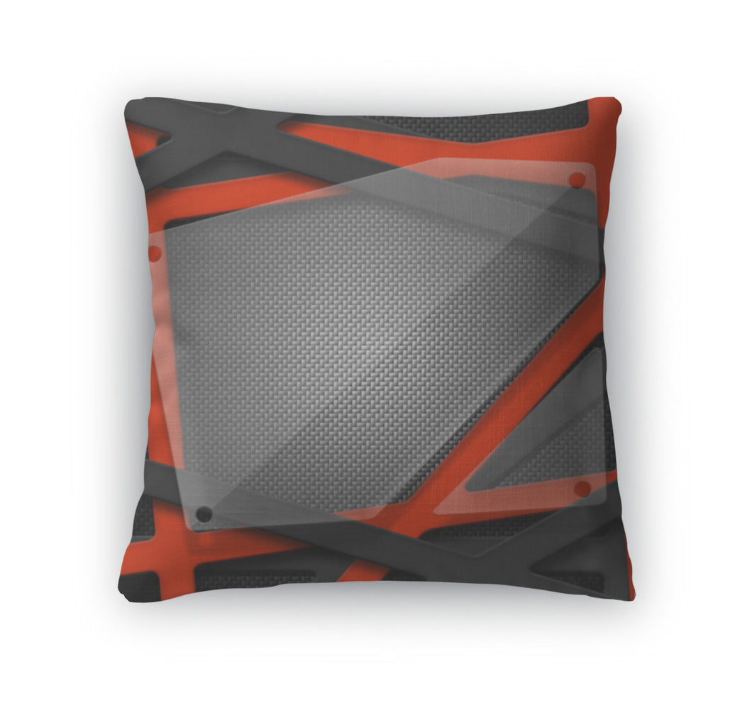Throw Pillow, Set 8 Gray And Orange Frame With Glass On Carbon Fiber