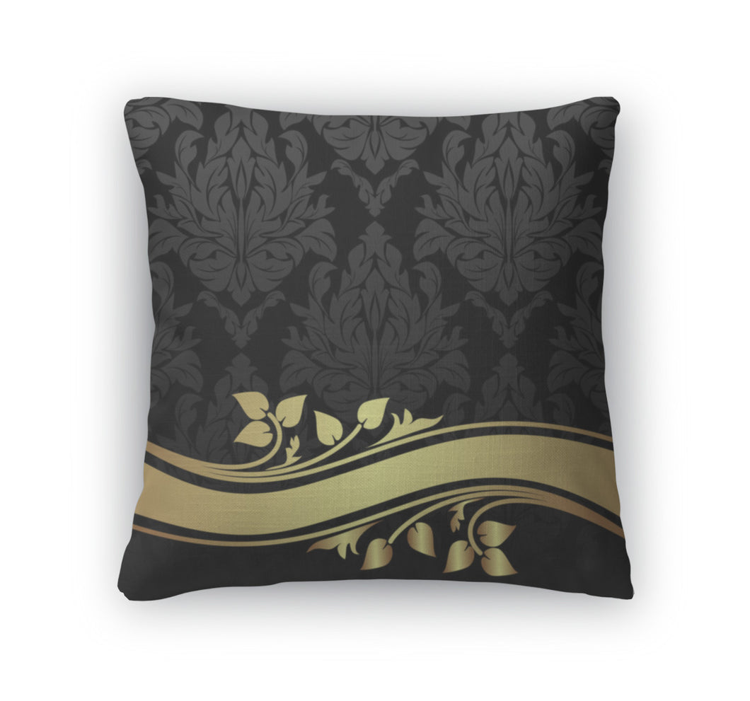 Throw Pillow, Damask Retro Wallpaper In Red Colors