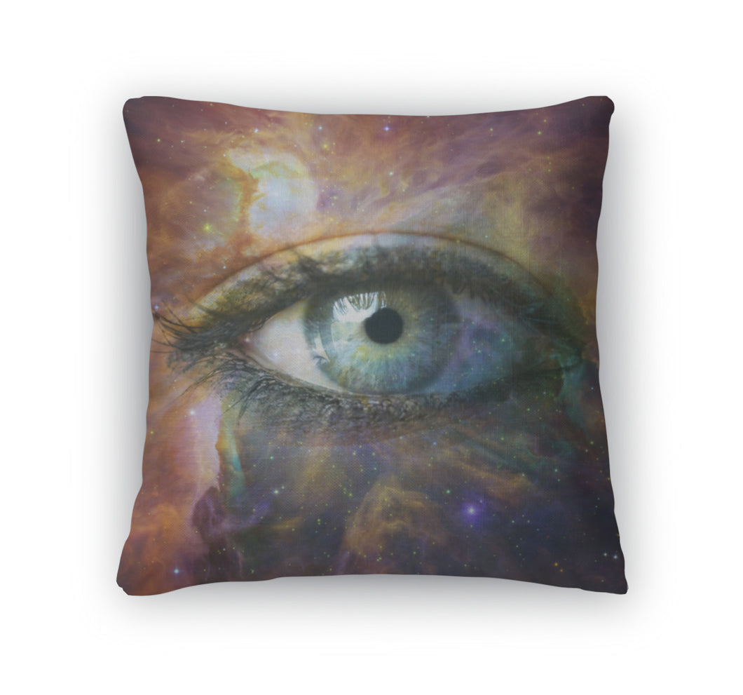 Throw Pillow, Human Eye Looking In Universe Elements Of This Image Furnished