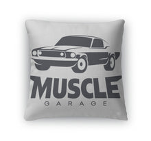 Load image into Gallery viewer, Throw Pillow, Muscle Car Garage Logo Black