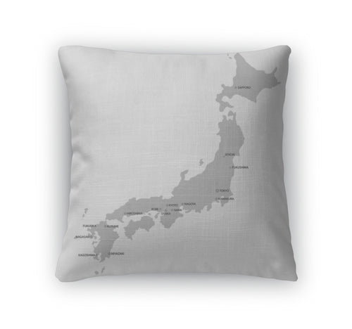 Throw Pillow, Japan Map