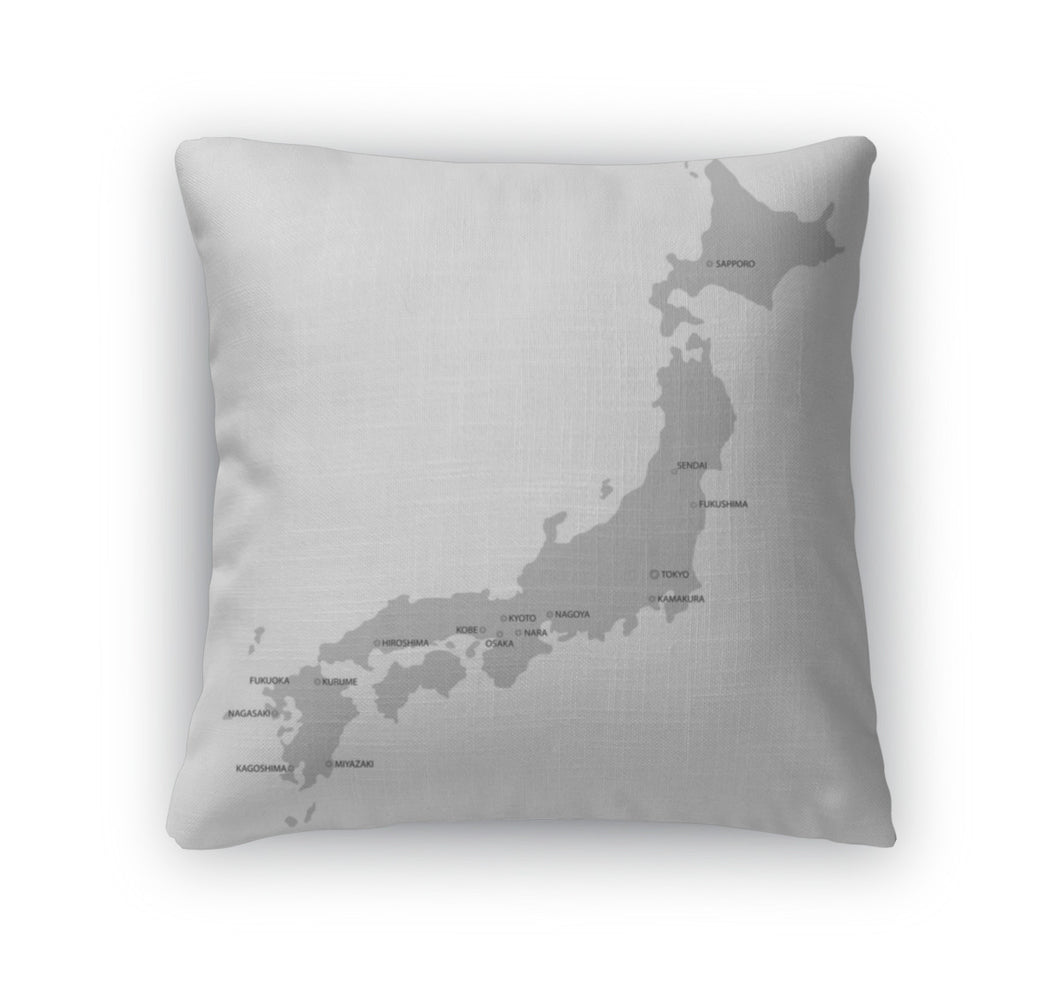 Throw Pillow, Japan Map