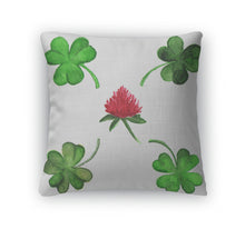 Load image into Gallery viewer, Throw Pillow, Watercolor Irish Clover Shamrock Flower Set Isolated