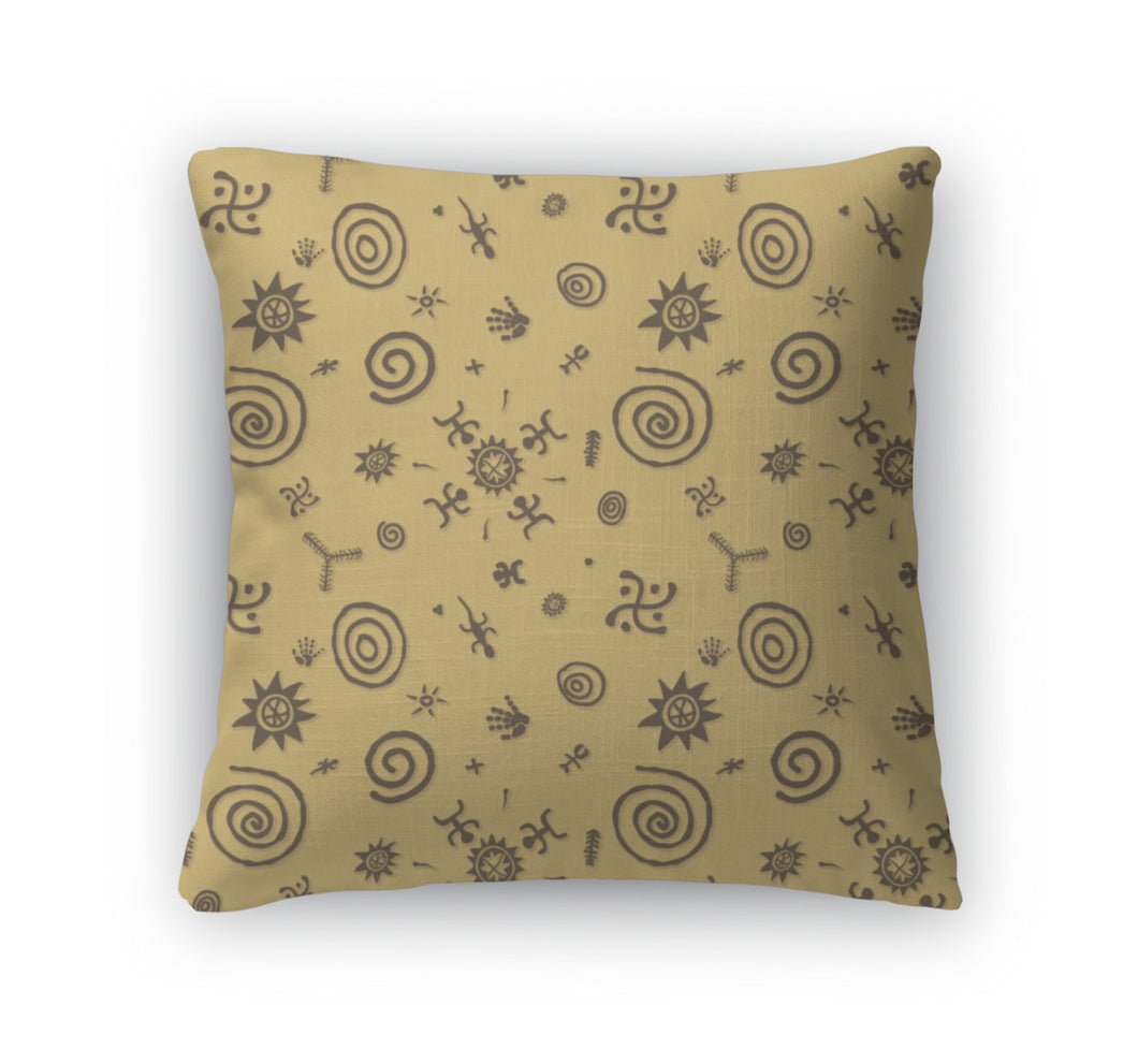 Throw Pillow, Cave Paintings Pattern
