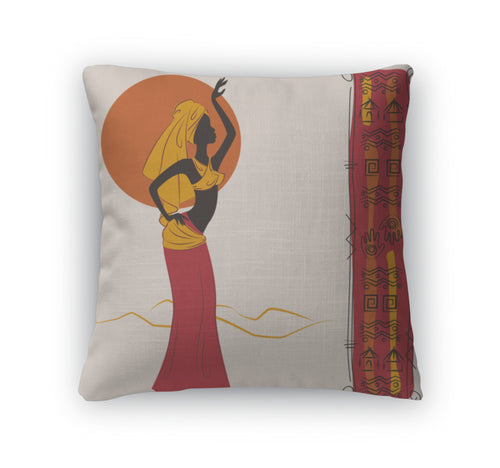 Throw Pillow, Beautiful African American Woman