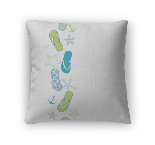 Throw Pillow, Nautical Flip Flops Blue And Green Vertical Pattern