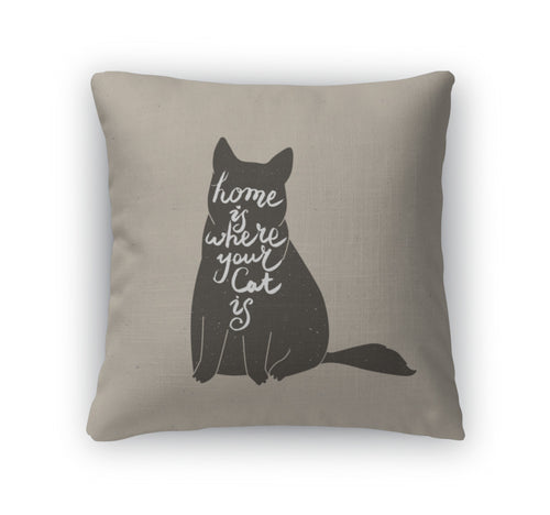 Throw Pillow, Cute Cat Character A
