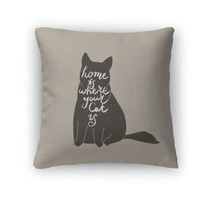Throw Pillow, Cute Cat Character A