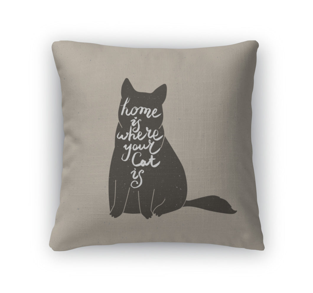 Throw Pillow, Cute Cat Character A