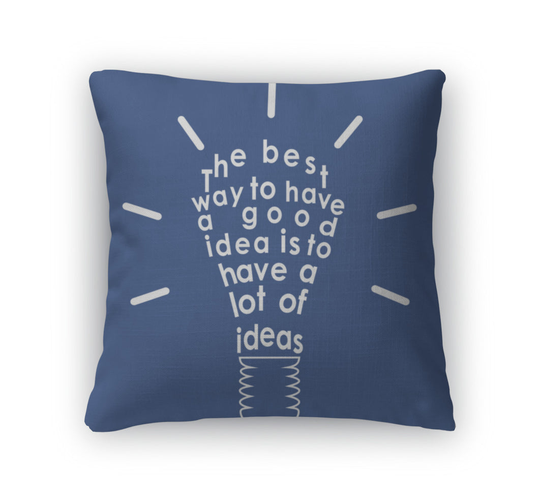 Throw Pillow, Light Bulb With A Motivation Quote
