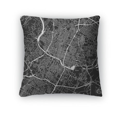 Throw Pillow, Austin Texas Downtown Map