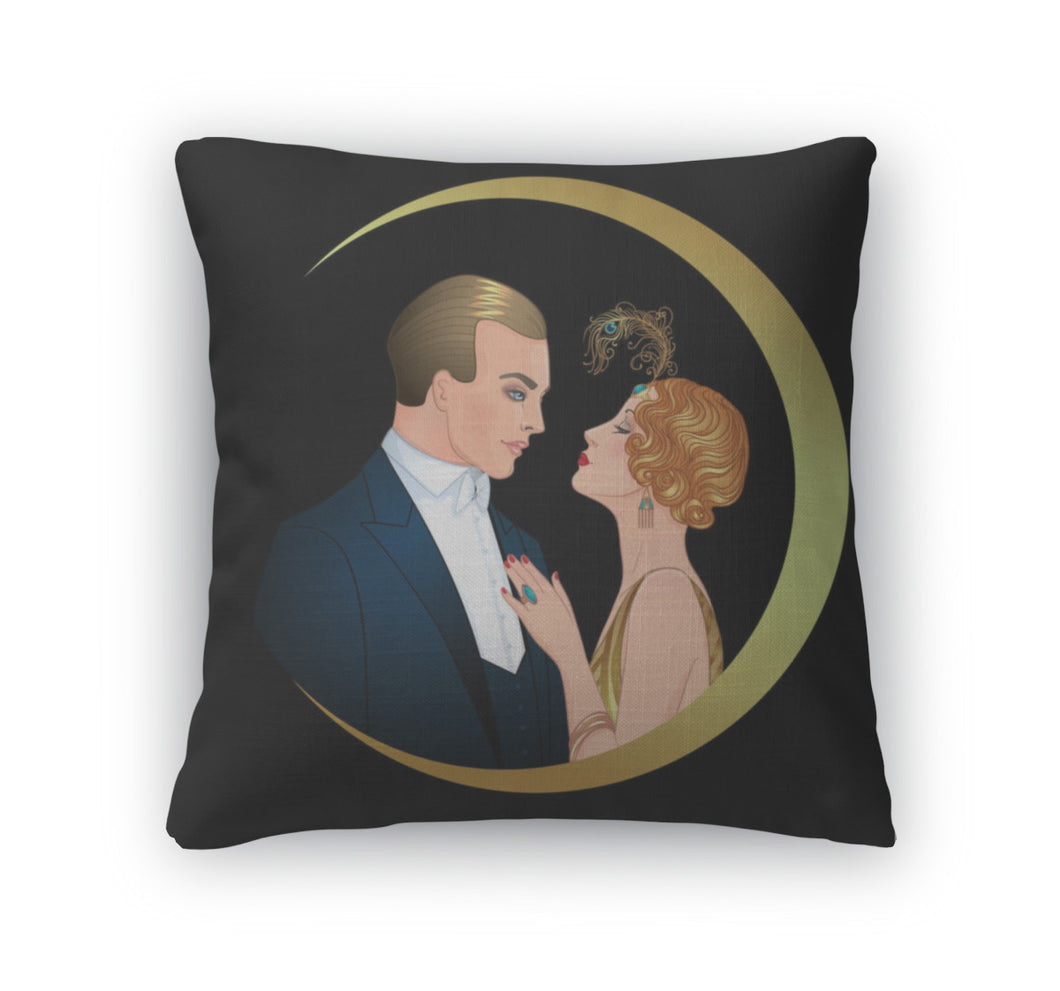 Throw Pillow, Beautiful Couple In Art Deco Style