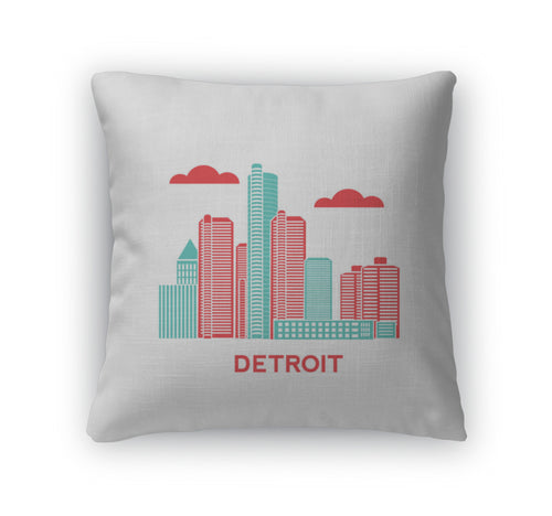 Throw Pillow, Detroit City Skyline
