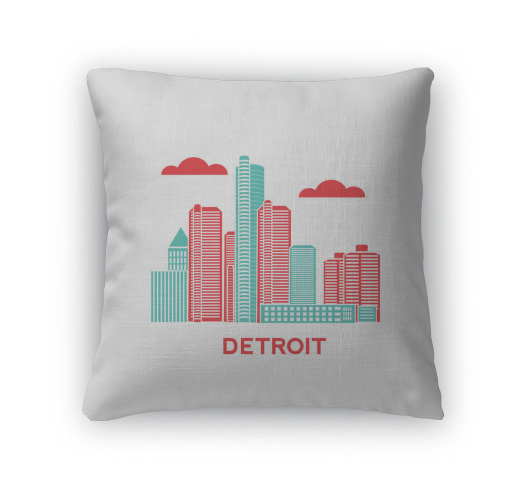 Throw Pillow, Detroit City Skyline