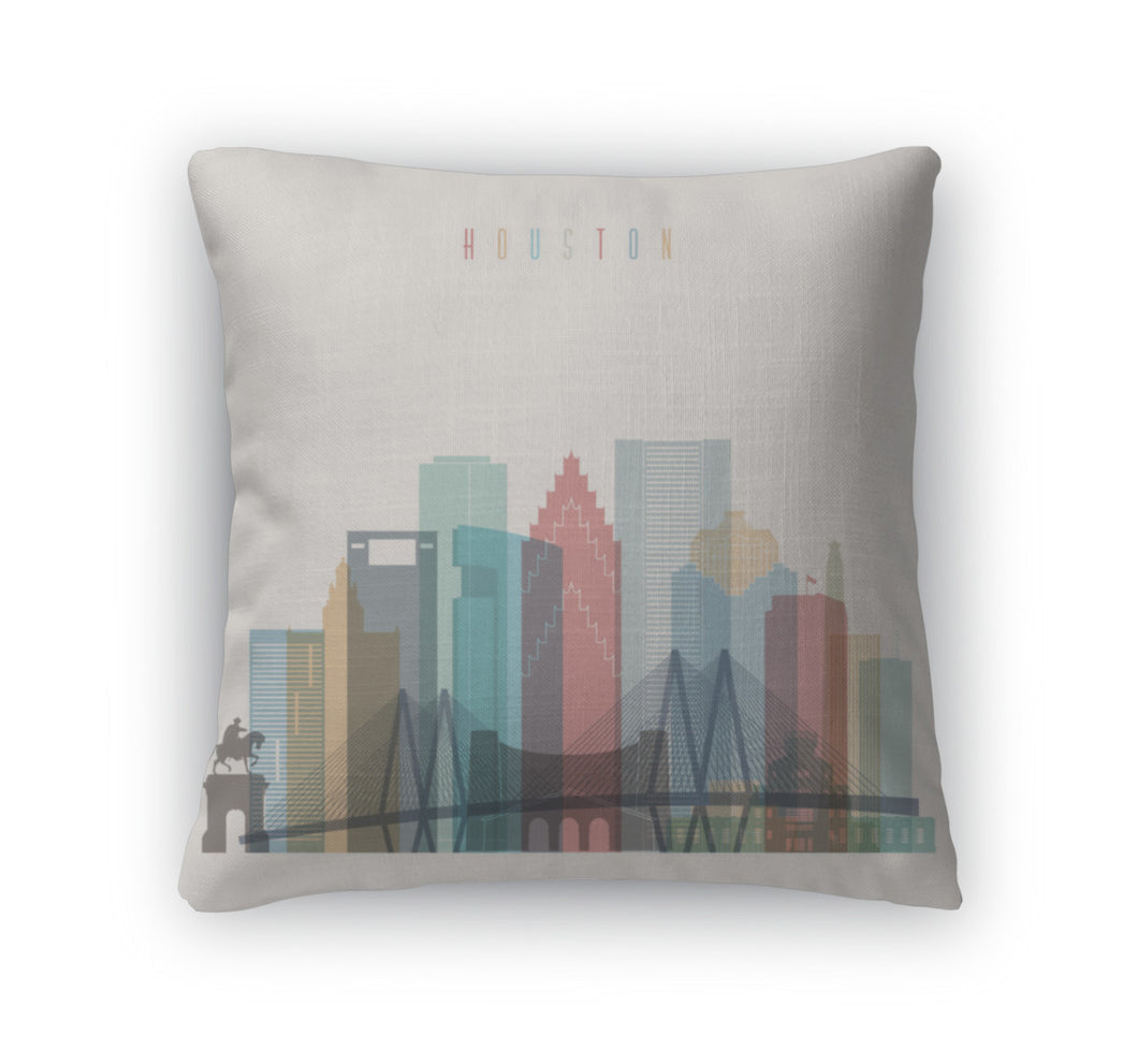 Throw Pillow, Houston State Texas Skyline Detailed Silhouette